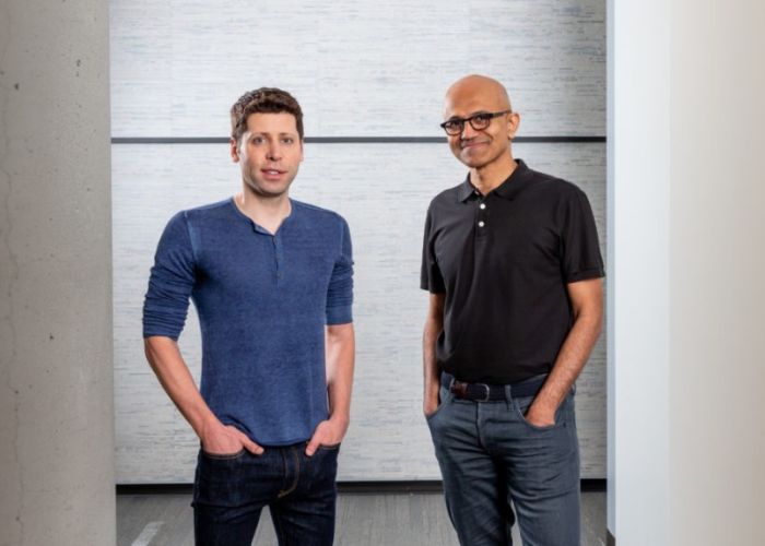Sam Altman, CEO de OpenAI (izquierda), y el CEO de Microsoft, Satya Nadella en una imagen de 2019 (Foto: Microsoft.com)