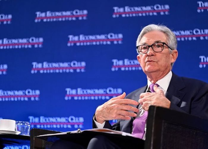 Jerome Powell, presidente de la Reserva Federal, en el Economic Club of Washington DC el 7 de febrero 2023 (Foto: Twitter Federal Reserve)