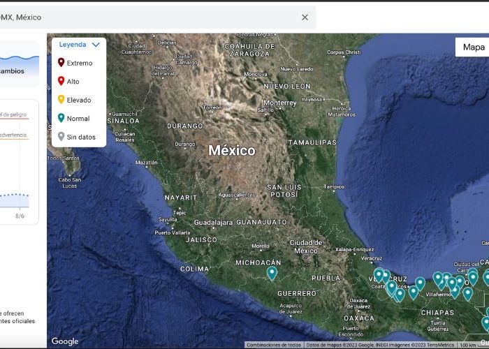 La aplicación de Google solo muestra pronósticos en los estados de Michoacán, Veracruz, Tabasco y Campeche (Foto: Google)