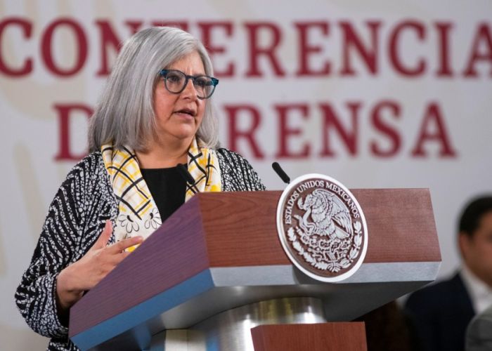 Graciela Márquez en conferencia de prensa en Palacio Nacional en mayo de 2020 (Foto: lopezobrador.org.mx)