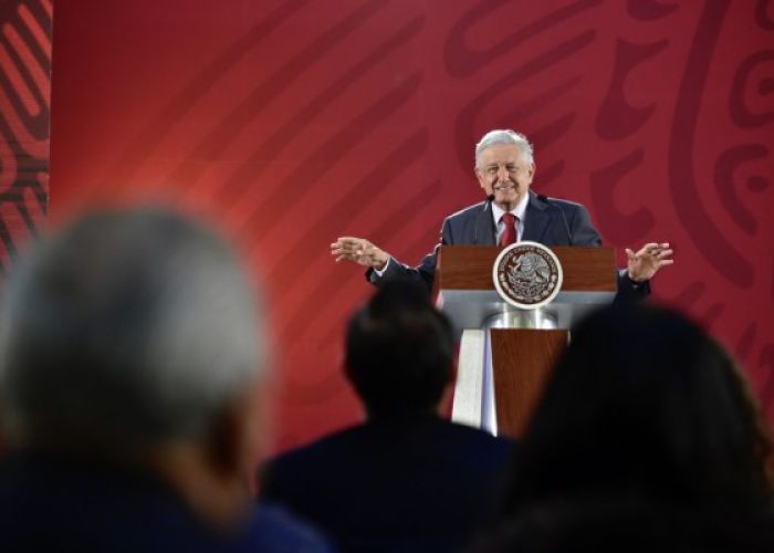 El presidente Andrés Manuel López Obrador en una de sus acostumbradas conferencias de prensa matutinas
