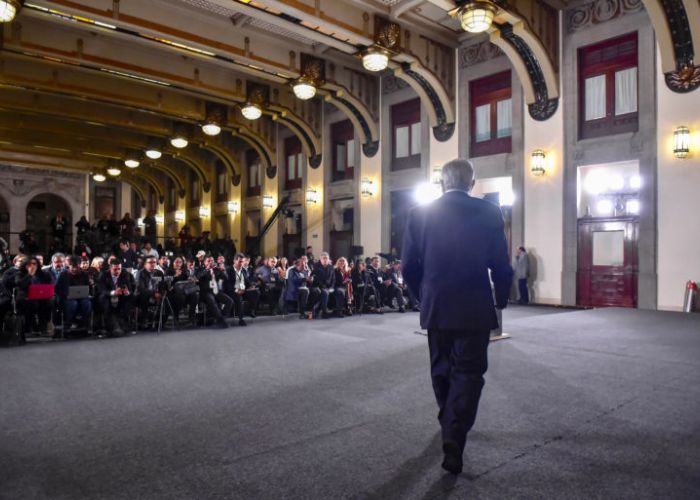 El presidente Andrés Manuel López Obrador llegando a su conferencia matutina el 31 de julio pasado en Palacio Nacional (lopezobrador.org.mx)