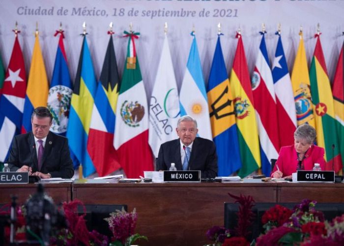 Discurso del presidente López Obrador durante la VI Cumbre de la CELAC. (Foto: Gobierno de México)