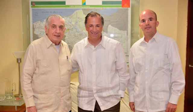 Gobernador de Tabasco con el candidato José Antonio Meade y el secretario de Hacienda José Antonio González. 