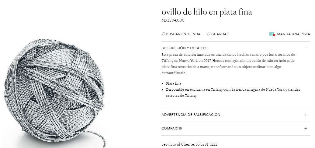 Ovillo de plata tiffany