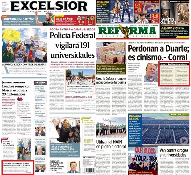 Únicamente dos medios impresos no guardaron silencio sobre este caso