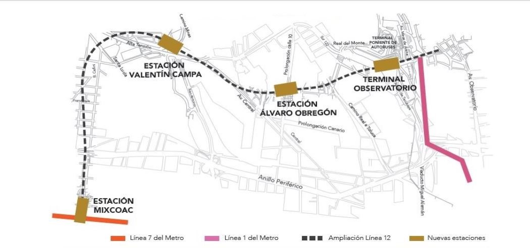 Ampliación línea 12 del metro actualmente en construcción