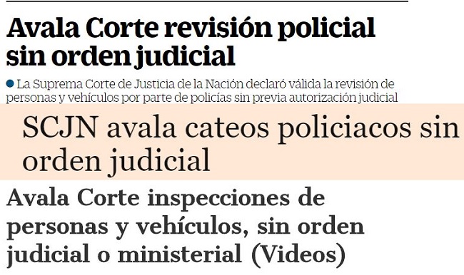Es ilegal la inspección sin orden judicial, pero los encabezados de diversos medios causaron confusión