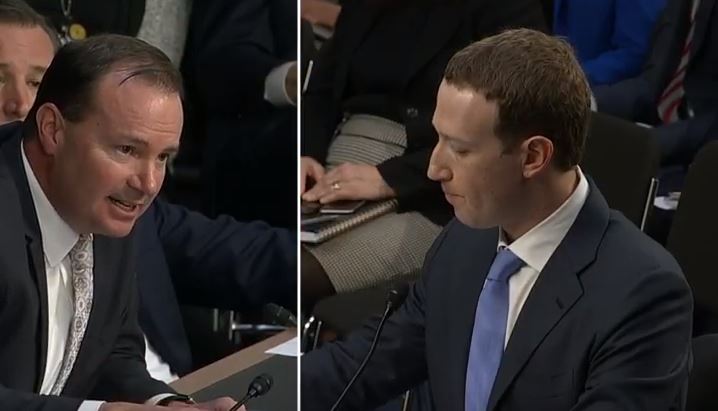 Zuckerberg interrogado por un senador durante su comparecencia