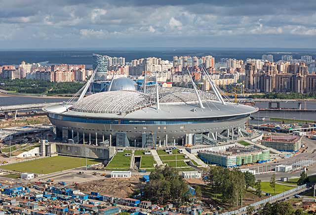 El Estadio San Petersburgo, donde se enfrentarán las selecciones de Nigeria y Argentina