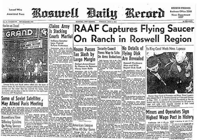 El 8 de julio de 1947 hubo reportes de un objeto que se estrelló en Roswell, Nuevo México