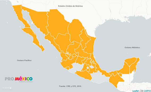 Estados donde existen proyectos de energía solar (Fuente: ProMéxico)