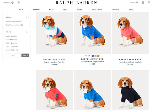 Hasta la marca de ropa Ralph Lauren ofrece productos caninos