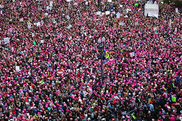 Imagen aérea de la Marcha de las Mujeres