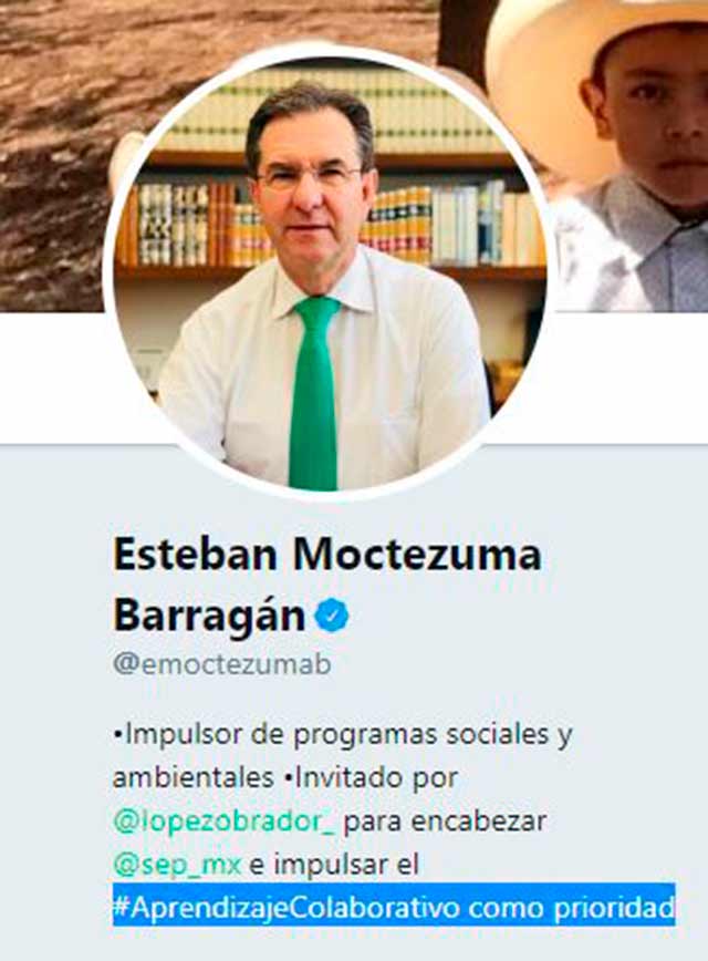 Moctezuma Barragán ha señalado el aprendizaje colaborativo como prioridad (Fuente: Twitter)